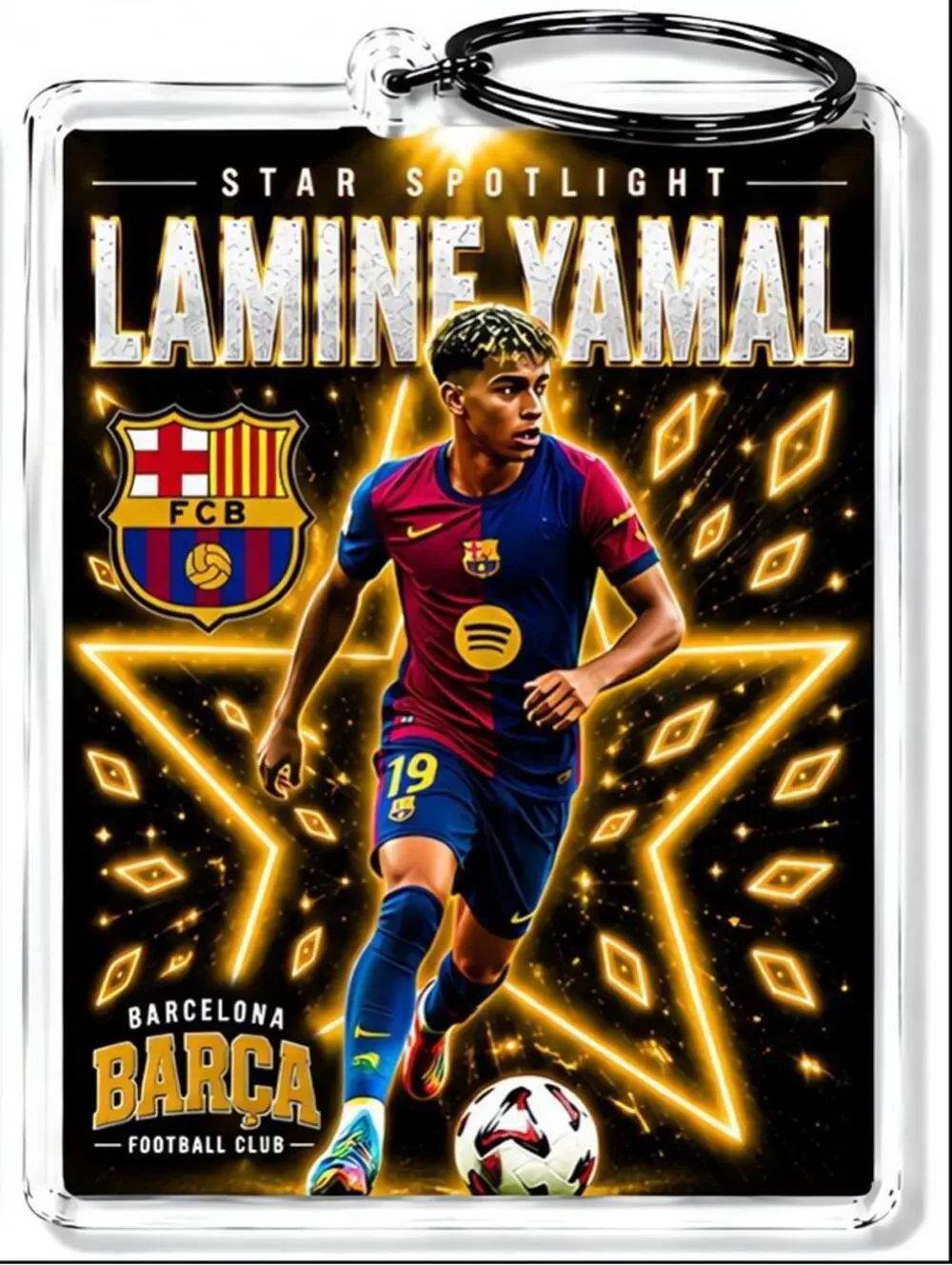 3990 Lamine Yamal Keychain Gold Spotlight Premium Keychain No Nameplate